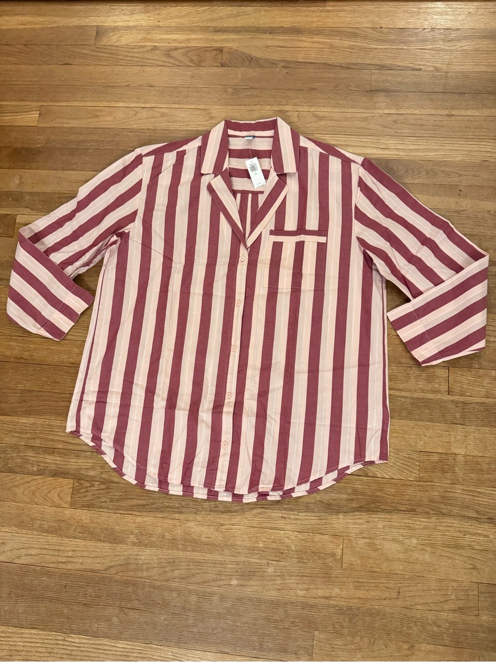 Old Navy Women's Striped Button Up Pajama Shirt - Size L Tall
 b45